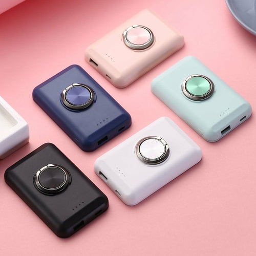 Magnetic Wireless Power Bank for iPhone – Fast Charging, Built-In Ring Holder & USB Port