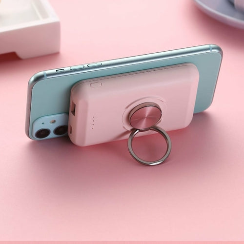 Magnetic Wireless Power Bank for iPhone – Fast Charging, Built-In Ring Holder & USB Port