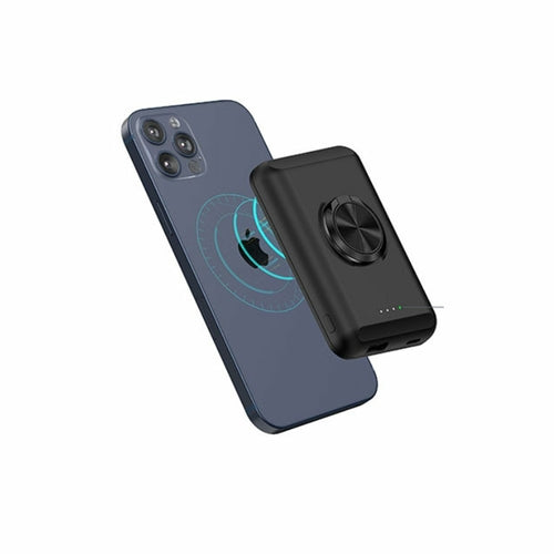 Magnetic Wireless Power Bank for iPhone – Fast Charging, Built-In Ring Holder & USB Port