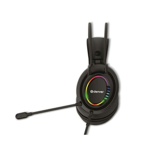 Denver GHS130 Gaming Headphones with Microphone – LED RGB, Wired, 50mm Drivers, PC & Console