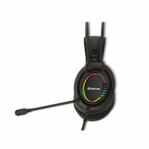 Denver GHS130 Gaming Headphones with Microphone – LED RGB, Wired, 50mm Drivers, PC & Console