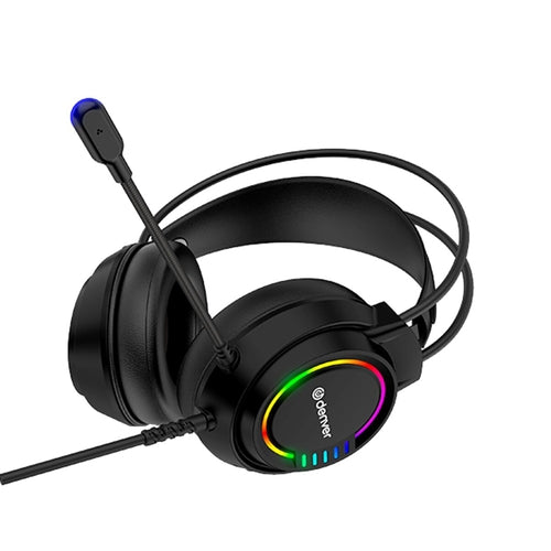 Denver GHS130 Gaming Headphones with Microphone – LED RGB, Wired, 50mm Drivers, PC & Console
