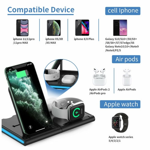 Magnetic Power Tiles 4-in-1 Wireless Charging Station – Fast Charge Phone, Watch, Earbuds & More