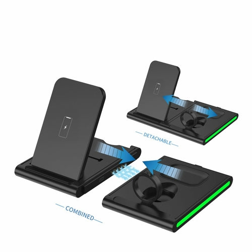 Magnetic Power Tiles 4-in-1 Wireless Charging Station – Fast Charge Phone, Watch, Earbuds & More