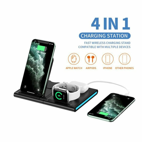Magnetic Power Tiles 4-in-1 Wireless Charging Station – Fast Charge Phone, Watch, Earbuds & More