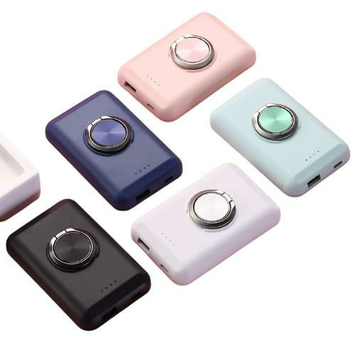 Magnetic Wireless Power Bank for iPhone – Fast Charging, Built-In Ring Holder & USB Port