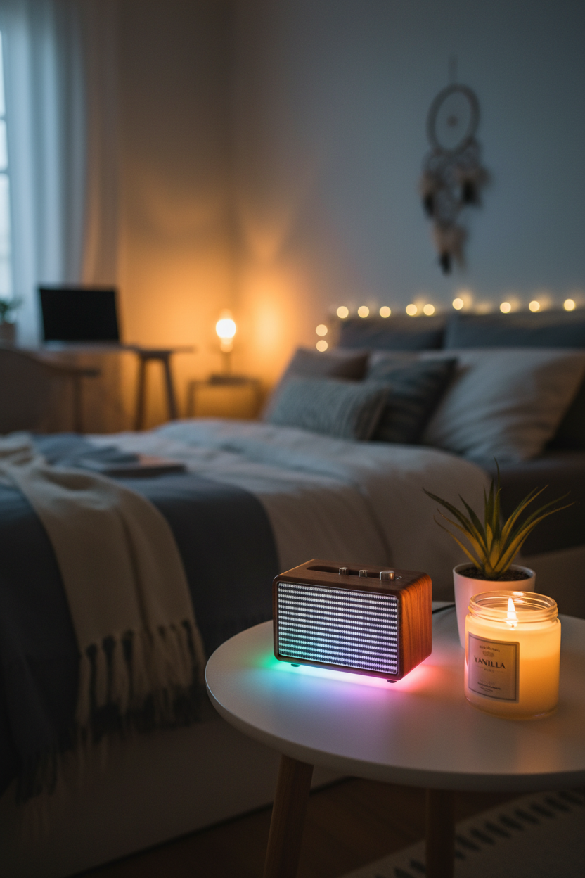Mini Retro Bluetooth Speaker – White Noise Machine, RGB Ambient Light, Sleep & Relaxation